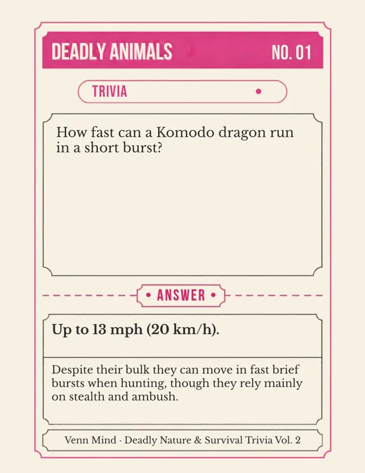 Deadly Animals card